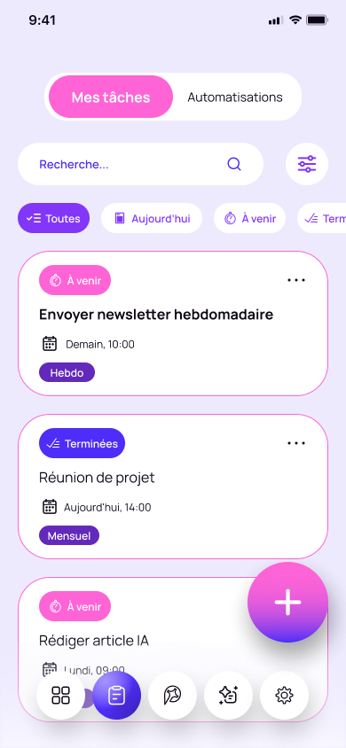 Les tâches routées vers les agents, sur Samsung Galaxy